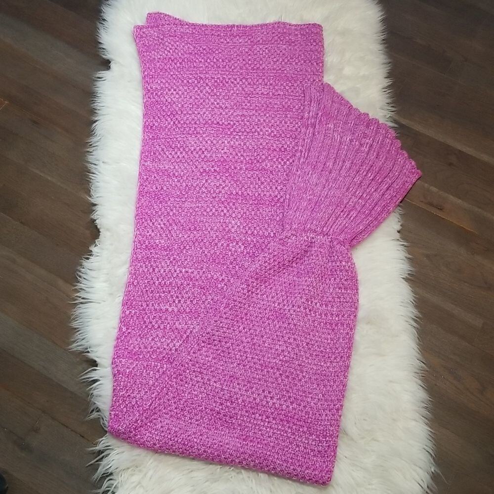 Adult Hand Crochet Mermaid Tail Blanket - Vibrant Pink - 69” Long